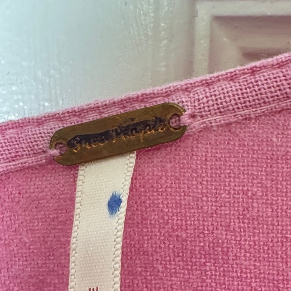 Free People Pink 100% Cotton Knot Front Cutout Romper Pockets Size SP - Picture 3 of 8